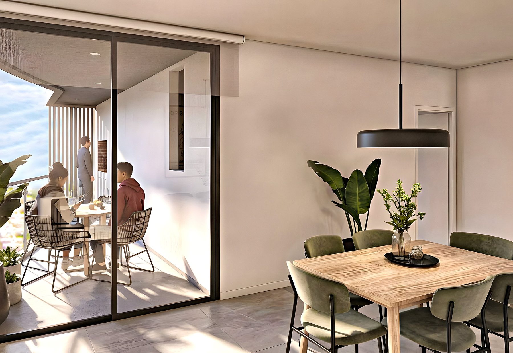 Living comedor con balcón